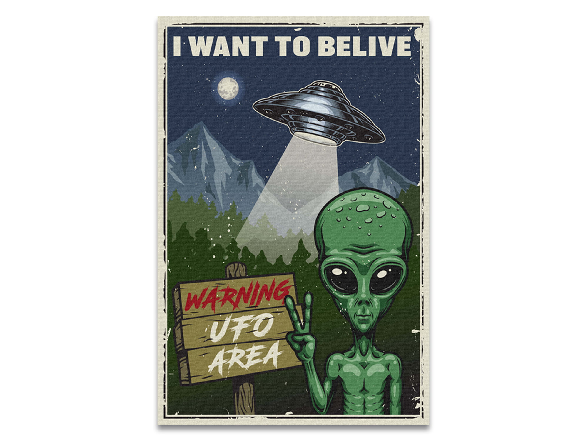 QUADRO DECORATIVO I WANT TO BELIVE - UFO